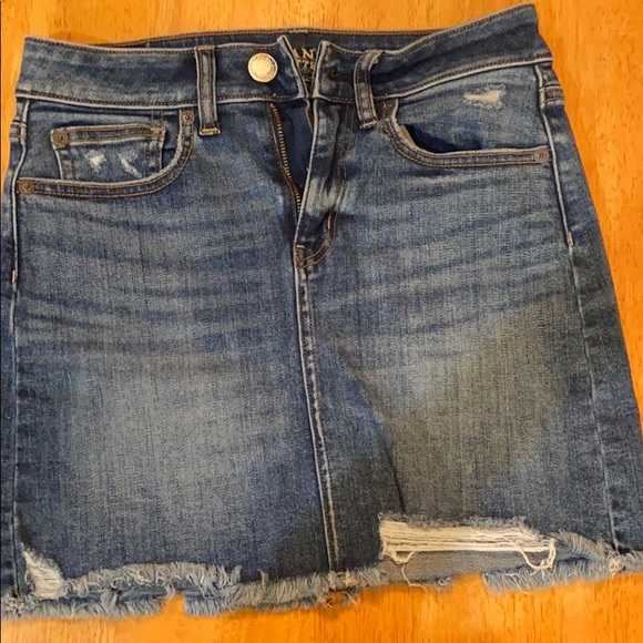 American Eagle Distressed Jean Mini Skirt - Picture 1 of 2